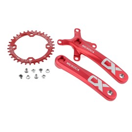 PETCHOR Square Taper Crankset MTB, Mountain Bike Single Speed Crankset, Bicycle Crank Arm Set 170mm 104BCD, 34T Chainring & Bolts, Red