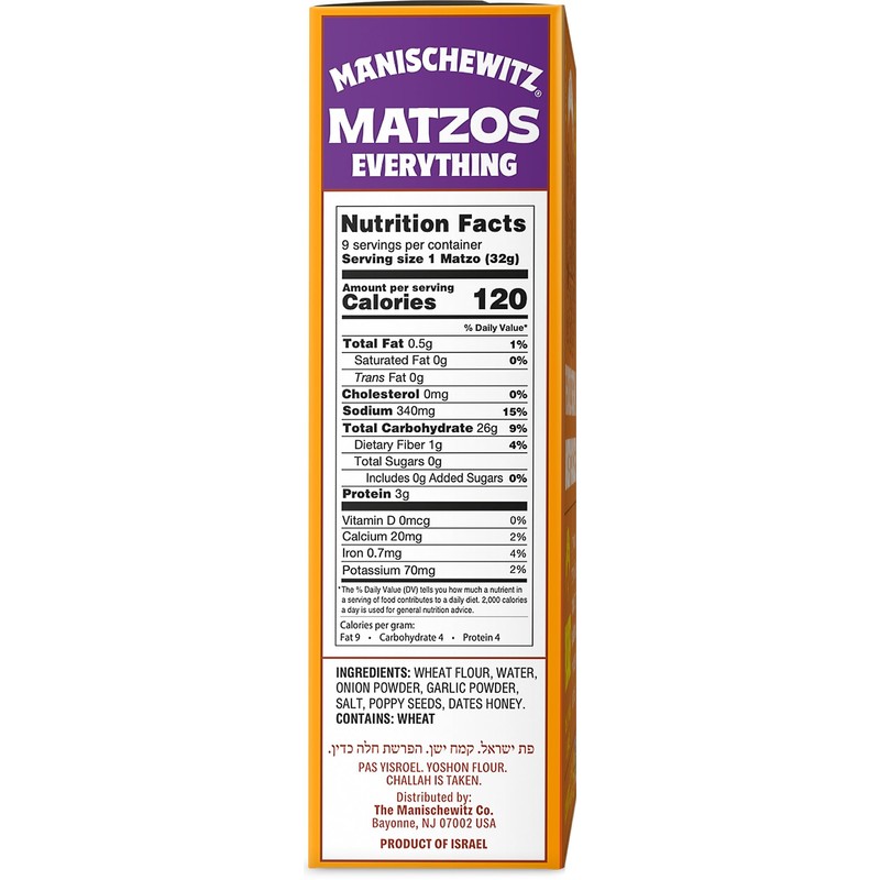 Manischewitz Everything Matzo 10 oz (3 Pack) | Thin &