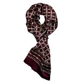 Ellettee, 63" x 11" Man's 100 Pure silk scarf wrap Accessory gift (BlackRed Diamond)