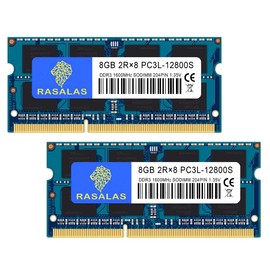 Rasalas 16 GB (2 x 8 GB) DDR3L SODIMM RAM Memory Modules for Laptops, PC3L-12800, Laptop Memory, 1600 MHz, CL11, 204-Pin, Non-ECC, Voltage: 1.35 V and 1.5 V (Dual Support)