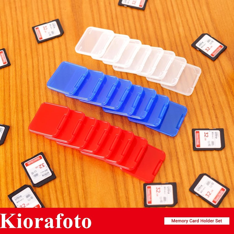 Kiorafoto 24PCS Estuche De Plástico Transparente Multicolor para Tarjetas SD