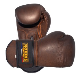 Norris 1966 Genuine Cowhide Leather Boxing Gloves - Vintage Boxing Gloves Men with Gel Padding for Shock Absorption - Boxing Equipment for Training (Brown, 10 oz)