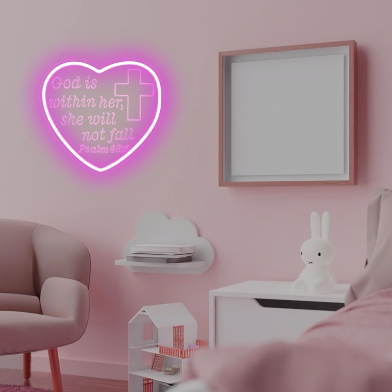 God is Within Her She Will Not Fall Neon Sign