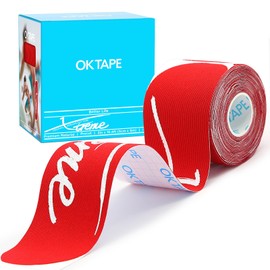 OK TAPE Pearlescent Printed Muscle Tape Pre-Cut Strips,20PCS,Red,Xtreme Synthetic Kinesiology Tape for Joint & Muscle Support,Durable and Breathable, 2in×16.4ft Roll