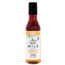 Wild Desert Sugar Free Coffee Syrup - Made with Organic Monk Fruit & Non-GMO Organic Erythritol - Recyclable BPA-Free Plastic Bottle with Pour Top (12 Fl Oz, Toffee)