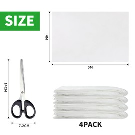 Painter masking film, set of 4, 4 x 5 m, painter's film made of tear-resistant PE, including scissors, transparent covering film for protection during renovation, painting, moving and furniture cover