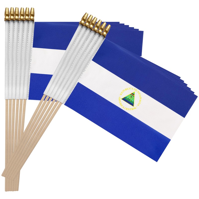 TSMD Nicaragua Stick Flag Nicaraguan Small Mini Hand Held Flags,5x8