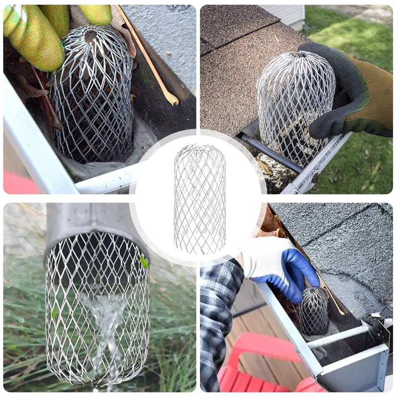 Aobuviou 4pcs Metal Downpipe Leaf Guard Gutter Mesh Easy Install