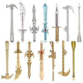 BENBO 14 Pieces Gel Ink Pens Set, Ancient Fake Sword Pens Gel Ink Fun Novelty Ballpoint Pens Cool Fake Knife Sickle Hammer Dart Gun Shape Plastic Pen for School Office Writing Birthday