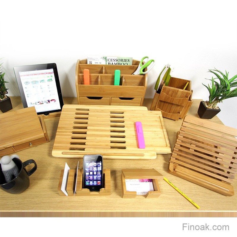 Woodquail Desk Business Card Holder, Made of Natural Bamboo
