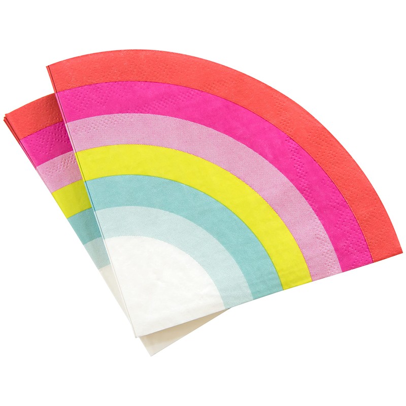 C.R. Gibson TW4-24076 Rainbow Disposable Paper Cocktail Napkins for Birthday