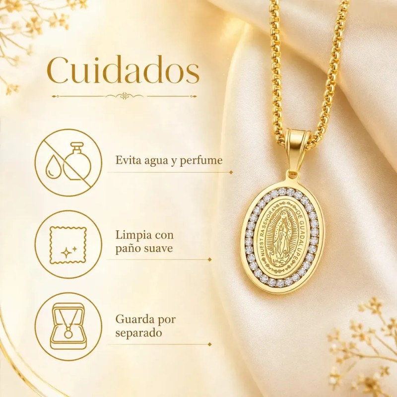 Collar De Oro Plata 925 Mujer Con Virgen De Guadalupe