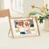 Odowalker 2 Pcs Gold Floating Picture Glass Photo Frame, Glass