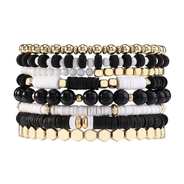 MILAKOO Men's Bead Bracelets Set Tribal Wooden Elastic Adjustable Prayer