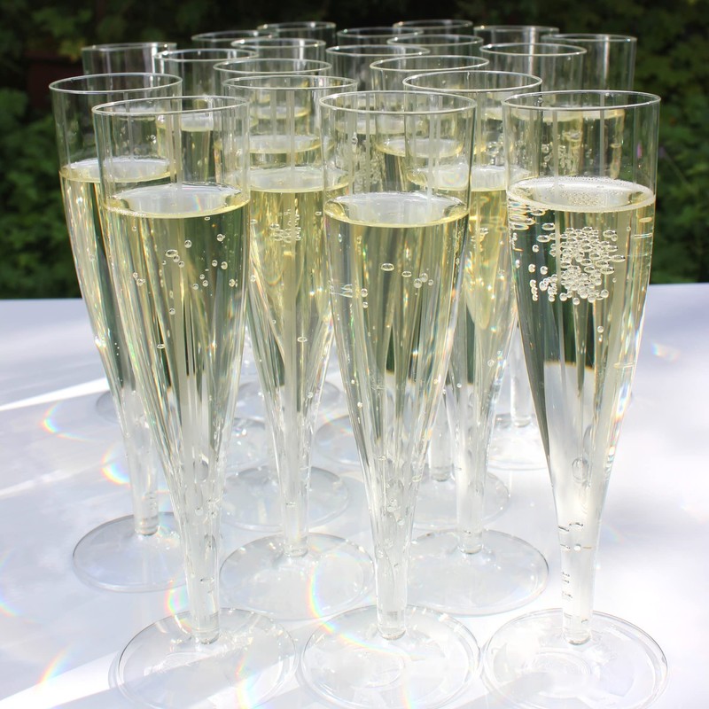 AIOS Use-Reuse-Recycle Plastic Prosecco/Champagne Flutes. Capacity160ml (Pack of 10)