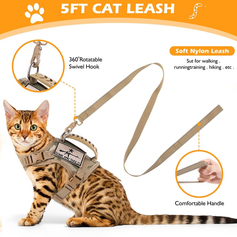 SALFSE Tactical Cat Harness and Leash Set for Walking Escape