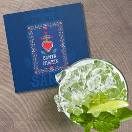 Unbranded Santa Muerte Day Of The Dead Mexica 4'' X 4'' Square Wooden Coaster