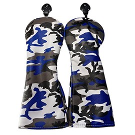 Set of 2 Camo Fairway Wood Headcovers in 4 Colors to Choose (Blue)