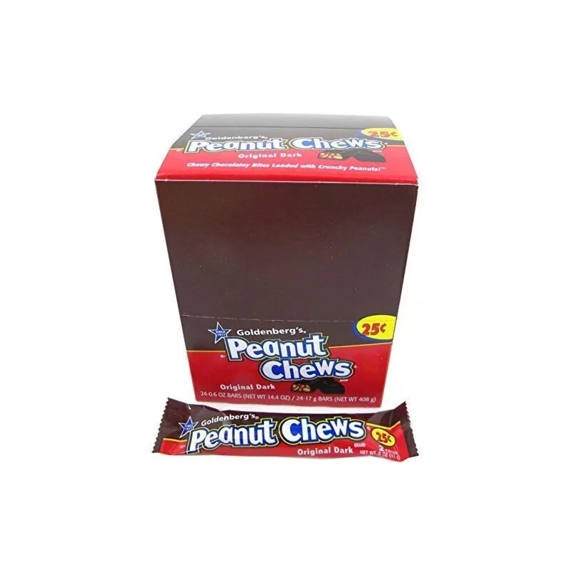 Goldenberg's Peanut Chews Original Dark Bar .6oz (Pack of 24)