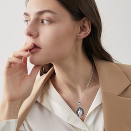 YFN Jesus Necklace Sterling Silver Jesus saves Lost Lamb Pendant Necklace Jesus Shepherd Lamb of God Religious Jewelry for Women Men Christian Gifts for Mom Baptism Gifts