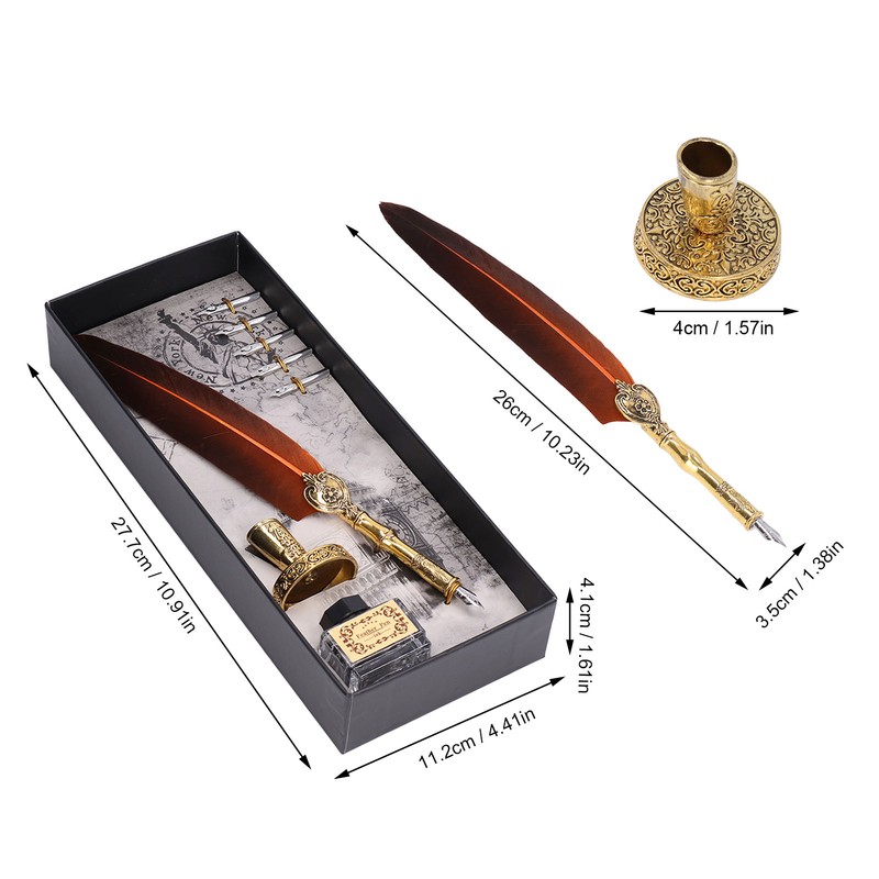 Feather Pen Exquisite Vintage Elegant Stainless Steel Smoothly Writing Wear