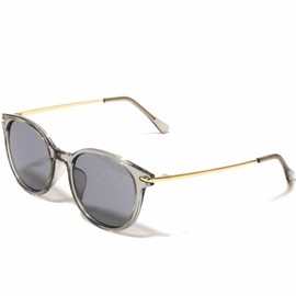 [FashionBerry] グレー・ゴールド×Lグレー サングラス 度なしメガネ ファッションメガネ 色付き おしゃれ眼鏡 めがね 眼鏡 メンズ レディース 丸 四角 透明 色付き 小さい 大きい 軽い ゴルフ 運転 車 釣り 登山 uvカット 紫外線カット 1050478-F-205