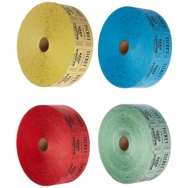 Raffle Tickets - (4 Rolls of 2000 Double Tickets) 8,000 Total 50/50 Raffle Tickets (Blue/Green/Red/Yellow)