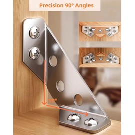 Angle Bracket 12 Pack Wood Corner Bracket Metal Wood Brackets Stainless Steel Corner Brace Furniture Corner Connectors with Screws