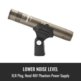 Takstar CM-60 Instrument Microphone, Professional Cardioid Condenser Mic, XLR Gold-Plated Diaphragm Sound Head Microphone for Studio Instrument Interview Radio Stations Broadcast