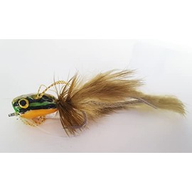 FISHIN ADDICT Frog pike fishing fly zonker Size 2 / 130mm with popper head + weedguard (GREEN)
