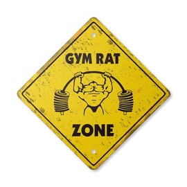 Gymrat Vintage Crossing Sign Zone Xing | Indoor/Outdoor Plastic | 14" Tall Rustic Fitness Trainer Body Builder Workout Exercise Muscles