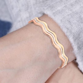 YINOX Copper Braided Magnetic Tri-Colour Adjustable Bracelet 16cm/8mm Fashion Jewellery, Copper