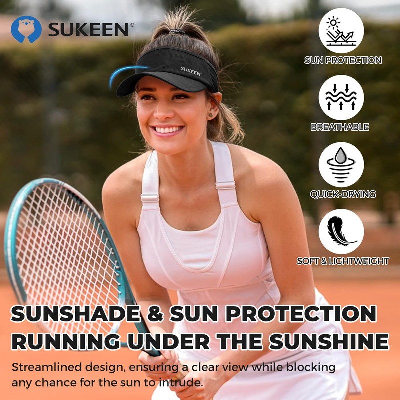 Sukeen 3 Pack Sports Sun Visor Men Women Lightweight Packable