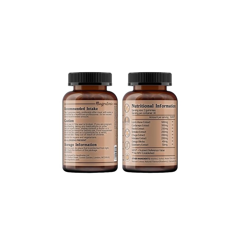 Mushroom Complex Gummies - 6 Mushroom Blend with Lion’s Mane,