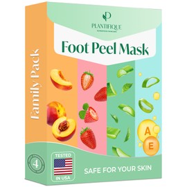 PLANTIFIQUE PLANTIFIQUE Foot Peeling Mask 4 Pack | Dermatologically Tested Repairs Heels & Removes Dry Dead Skin for Baby Soft Feet | Exfoliating Foot Peel Mask for Dry Cracked Feet
