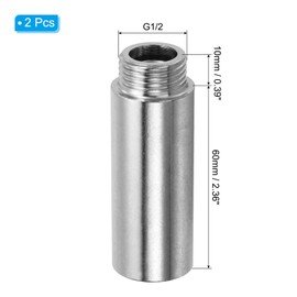PATIKIL Shower Head Extension Arm, 2 Pack Stainless Steel G1/2 Male to Female Thread 60mm Length Pipe Fitting Shower Head Extender