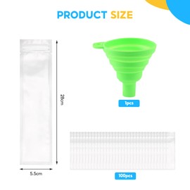 101 Pcs Pop Mould Bags, Ice Pop Bags, Ice Popsicle Mold Bag, Popsicle Pouches with A Funnel for Yogurt, Ice Candy, Ice Cream Party Favors, Yogurt Sticks