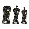 BORDSTRACT 3PCS Golf Head Cover, Trefoil Pattern PU Leather Golf