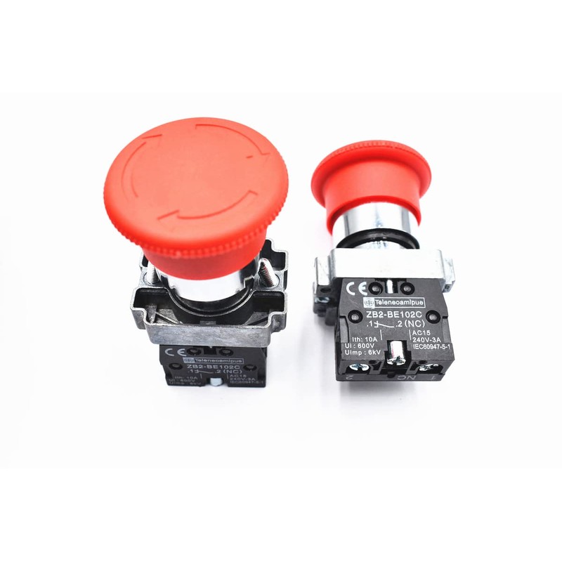 22mm NC Red Mushroom Emergency Stop Push Button Switch 600V