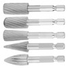 5pcs 1/4inch Hex Shank High Speed Steel Burrs Rotary Files