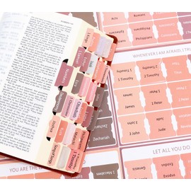 Bible Tabs for Reading & Study - Brown Laminated Bible Tabs for Kids/Teens Bible Study & Prayer, Large Print Easy to Read, 73 Bible Tabs Old and New Testament and 17 Blank Custom Tabs