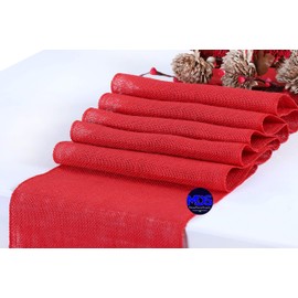MDS Pack of 5 Pieces Wedding 12 x 108 inch Red Burlap Table Runner, Rustic Farmhouse Jute Country Vintage Jute Burlap Roll for Wedding and Home Decor, Coffee, Tea, & Outdoor Tables - Red