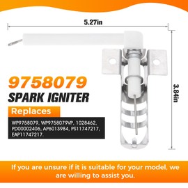 WP9758079 Oven Stove Range Surface Burner Electrode Igniter, Replace Part # 9758079 AP6013984 PS11747217 AP6013984 PS11747217 - Replacement Fit for Amana, Jenn Air, Kenmore, Magic Chef, Maytag