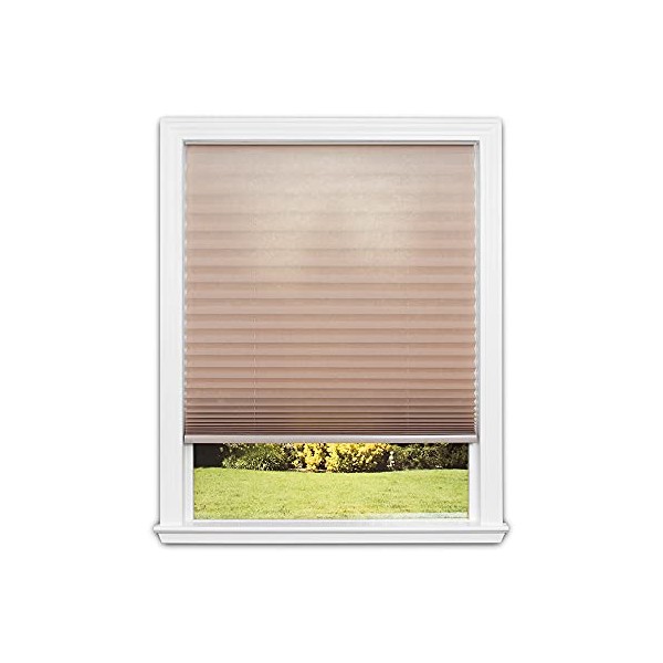 Redi Shade No Tools Easy Lift Trim-at-Home Cordless Pleated Light Filtering Fabric Shade Natural, 36 in x 64 in, (Fits windows 19 in - 36 in)