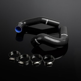 PIT66 Silicone Radiator Hose Kit,Compatible with 1955-1957 Chevy Small Block 150/210 V8 Black with Clamps