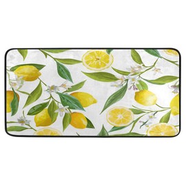 Lemon Flowers Design Non-Slip Soft Kitchen Mats Bath Rug Runner Doormats Carpet for Home Decor, 39" X 20"