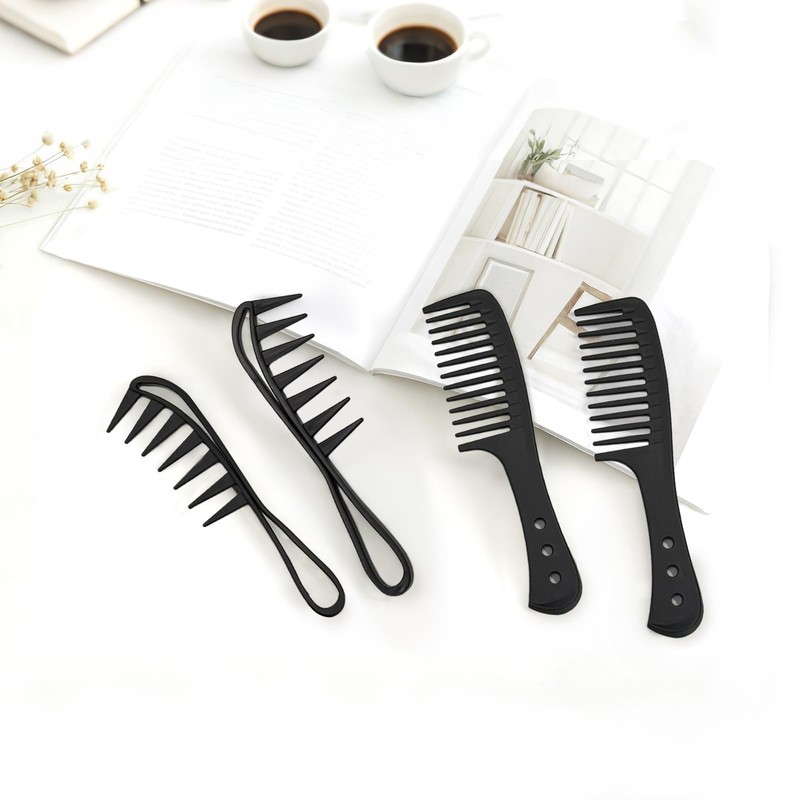 Wide Tooth Curl Comb Set of 4pcs, Classic Comb for