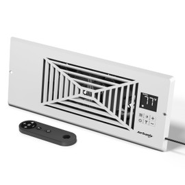 TURBRO Register Booster Fan, Fits 4” x 12” Register Holes, Enhances HVAC Airflow, 4-way Vent Grille, 10-speed Fan, Intelligent LCD Controller, Thermal Probe, Thermostat Control, Remote Control, White