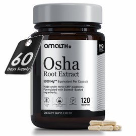 AMALTH OSHA Root 20:1 Extract, 1000mg 120 Vegan Capsules, Concentrated and Standardized 15X Extract, 100% Vegetarian, Ligusticum porteri, All-Natural and Non-GMO