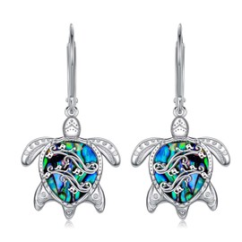 Sea Turtle Earrings for Women S925 Sterling Silver Sea Turtle Dangle Earrings Ocean Animal Jewelry Gifts for Sea Turtle Lover